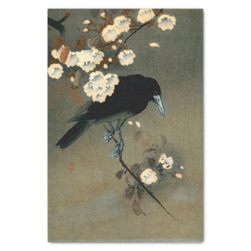 A Crow and Blossom by Ohara Koson Vintage Tissue Paper