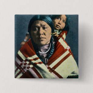A Crow Indian Madonna and Child Pinback Button