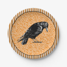 A Crow or Raven Halloween Orange and Black