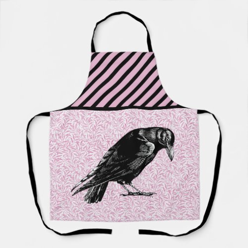 A Crow or Raven Halloween Pink and Black Apron