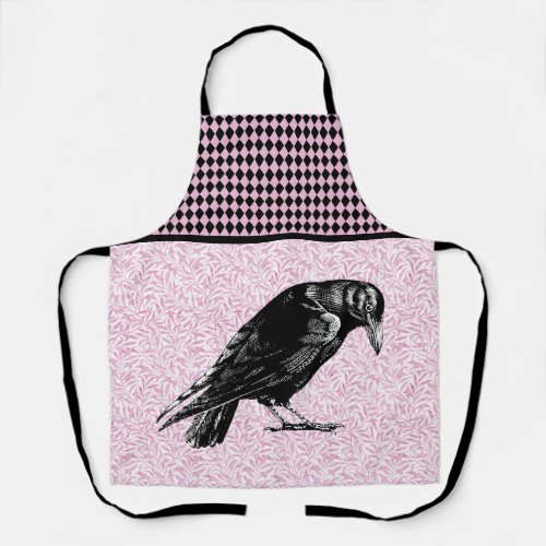 A Crow or Raven Halloween Pink and Black Apron