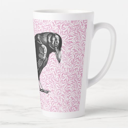 A Crow or Raven Halloween Pink and Black Latte Mug