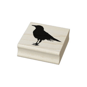 A crow standing in silhouette rubber stamp