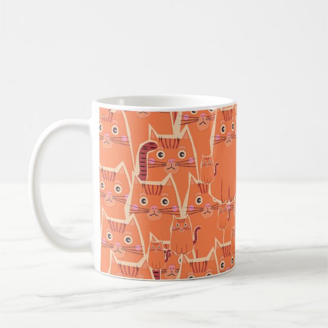 A Crowd of Cute Orange Tabby Cats Coffee Mug (Left)