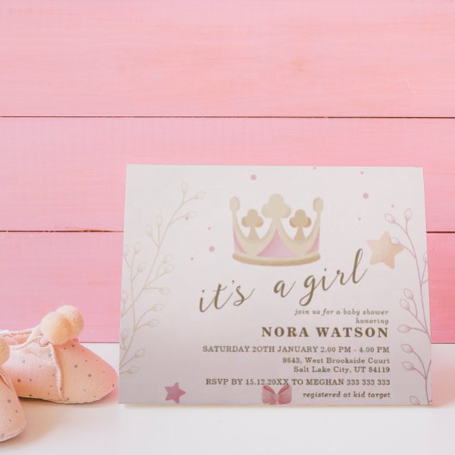 "A Crown For Princess" Pastel Shade Baby Shower  Invitation (Creator Uploaded)
