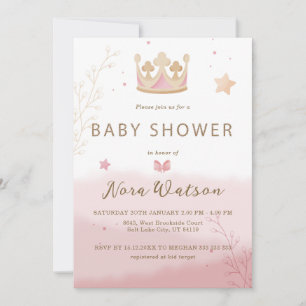 "A Crown For Princess" Pastel Shade Baby Shower  Invitation