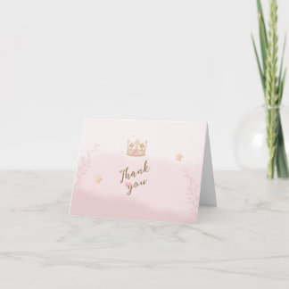 "A Crown For Princess" Pastel Shade Baby Shower Thank You Card