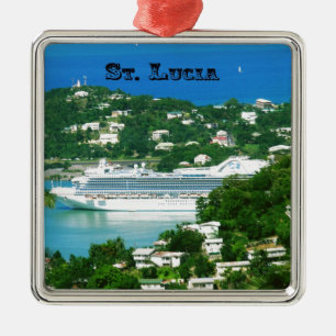 A Cruise Ship docked at St. Lucia Metal Ornament