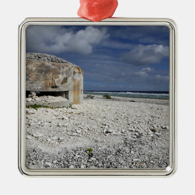 A crumbling bunker metal ornament (Front)