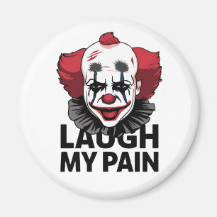A crying clown face magnet