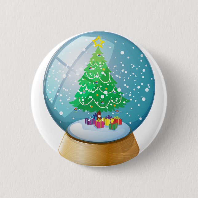 A crystal ball with a Christmas tree Pinback Button (Front)