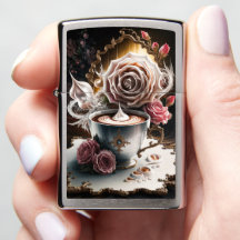 A Cup of Cappuccino Rose Abstract Art #1