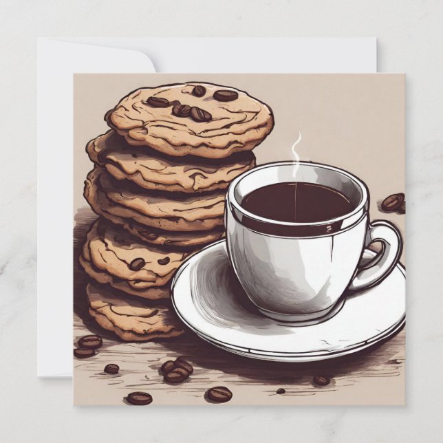 A Cup of Coffee and Cookies  Card (Front)