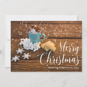 A Cup of Coffee & Snowflakes Christmas Photo Card