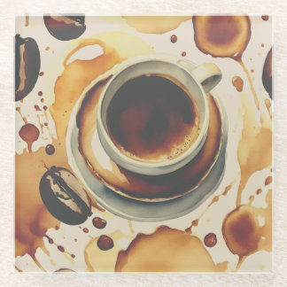 A cup of coffee stains glass coaster