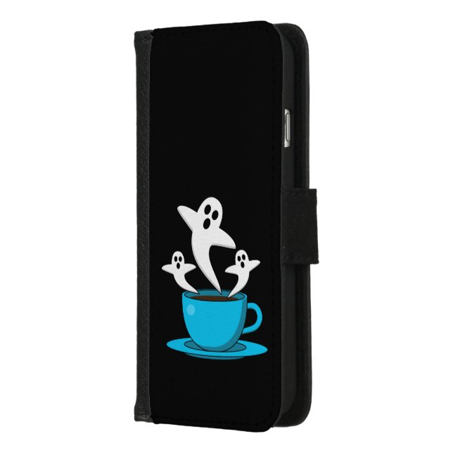 A Cup of Ghost Smoking Coffee iPhone Wallet Case (Left)