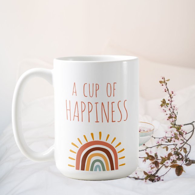 "A cup of happiness", modern boho rainbow mug (Creator Uploaded)