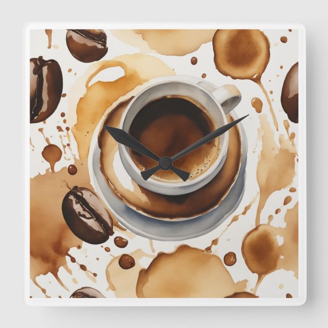 A cup of java in the morning square wall clock (Front)