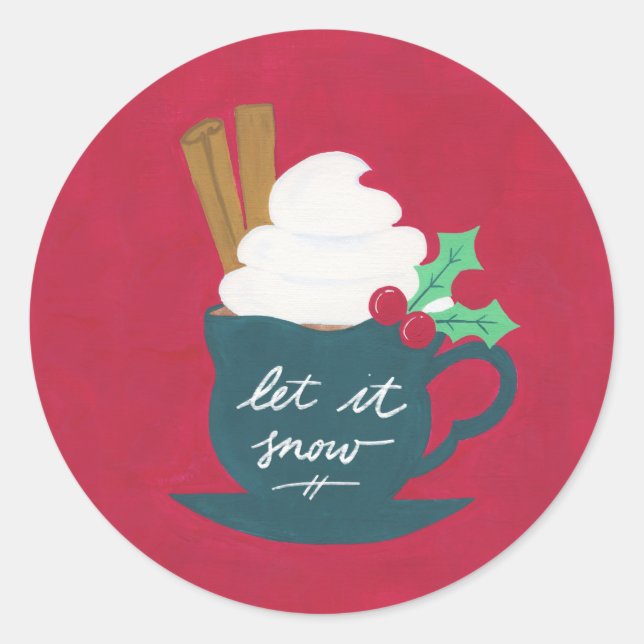 A Cup of Let It Snow Classic Round Sticker (Front)