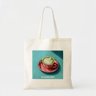 A cup of matcha latte Cute Custom Tote Bag