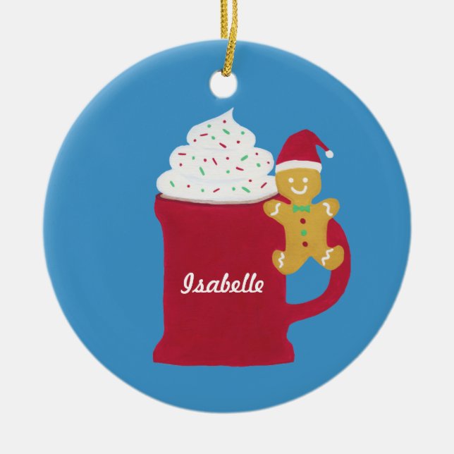 A Cup of Merry Christmas Ceramic Ornament (Front)