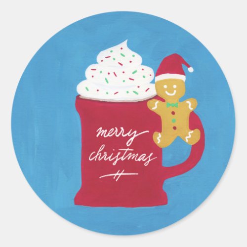 A Cup of Merry Christmas Classic Round Sticker