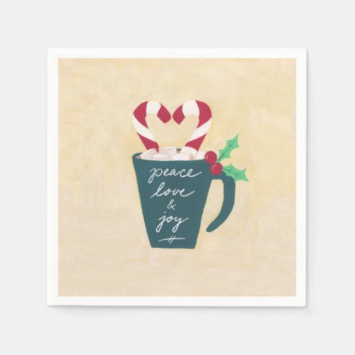 A Cup of Peace Love and Joy Paper Napkins