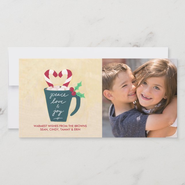 A Cup of Peace, Love and Joy Photo Card (Front)