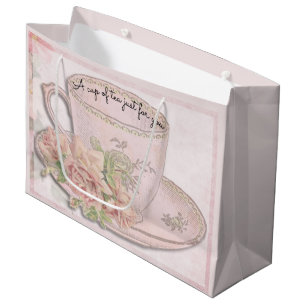 A Cup of Tea for Mother's Day Pink Large Gift Bag