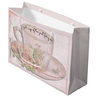 A Cup of Tea for Mother's Day Pink Large Gift Bag