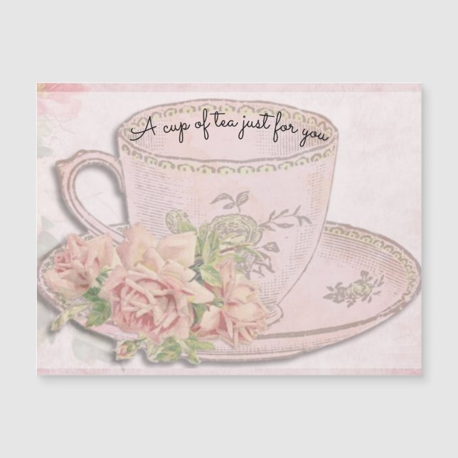 A Cup of Tea for Mother's Day Pink Magnet Card (Front)