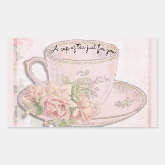 A Cup of Tea for Mother's Day Pink Rectangular Sticker