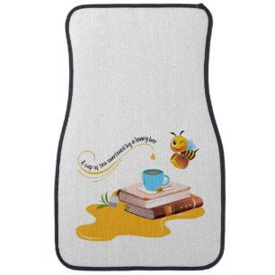 A Cup of Tea Sweetened by a Honey Bee Cute Fun Car Floor Mat