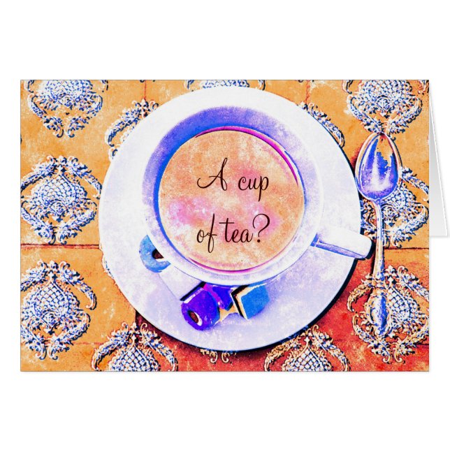A cup of tea - teacup victorian styled cards (Front Horizontal)