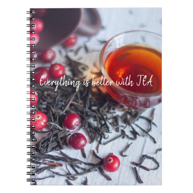 A cup of tea with cranberries notebook (Front)