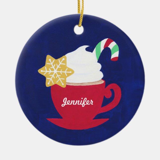 A Cup of 'Tis The Season Ceramic Ornament (Front)