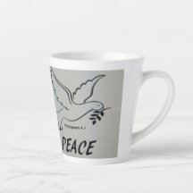 A cup with peace dove and scripture