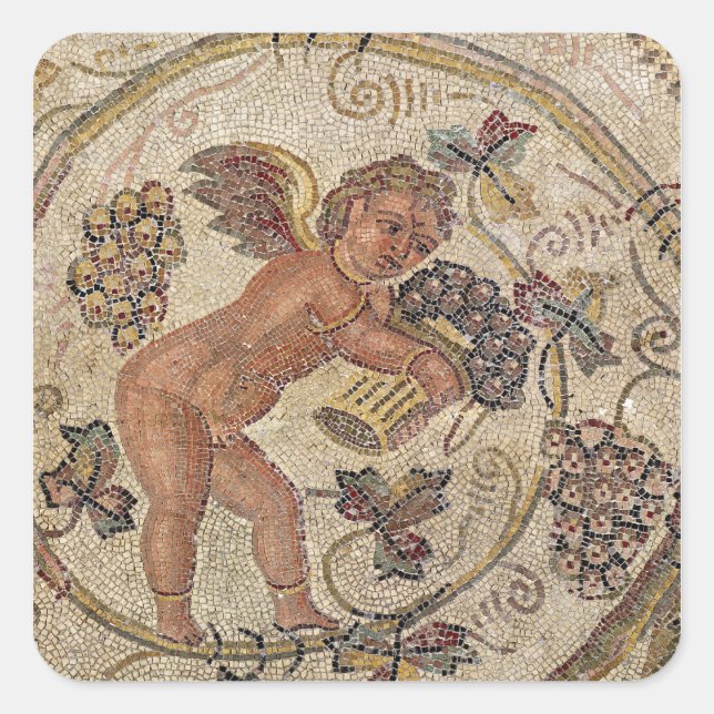 A cupid picking grapes, fragment of pavement square sticker (Front)