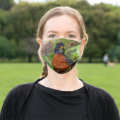 A Curious American Robin in the Long Grass Adult Cloth Face Mask (Outside)
