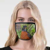 A Curious American Robin in the Long Grass Face Mask (Worn Her)