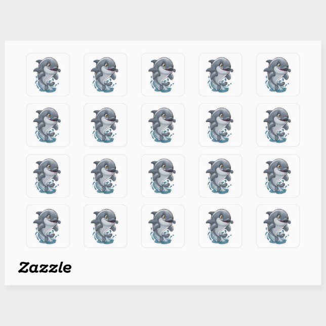 A curious dolphin jumping out of the water  Square Sticker (Sheet)