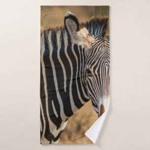 A CURIOUS ZEBRA AT SAMBURU NATIONAL RESERVE BATH TOWEL