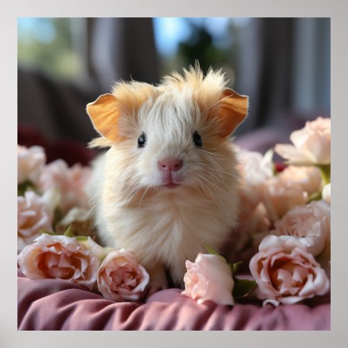 A curly fluffy guinea pig poster