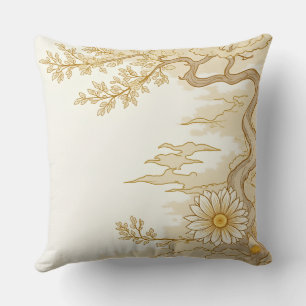 a cushion pillow with an oriental painting pattern