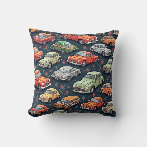 A cushion with cute cars