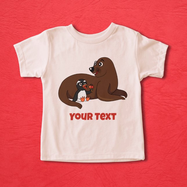 A custom friendly seal and a penguin cartoon toddler t-shirt (Creator Uploaded)