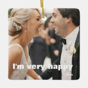 A Customizable 2-sided Elegant Scrolls 2 Photo Ceramic Ornament