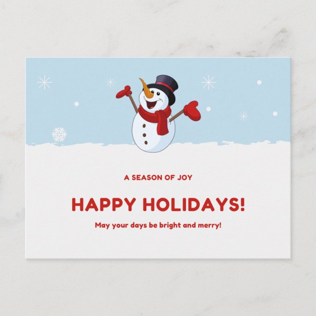 A Customizable Happy Holidays Postcard! Postcard (Front)