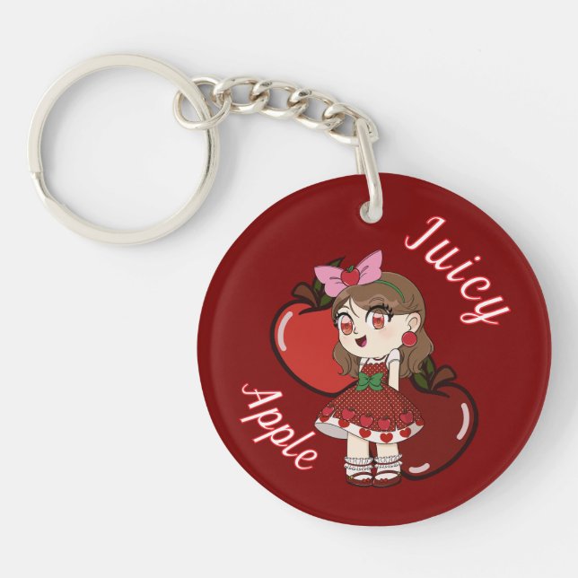 A Customized Key Chain with Cute Apple Chibi (Front)