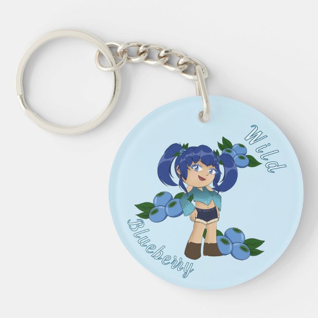 A Customized Key Chain with Cute Blueberry Chibi (Front)